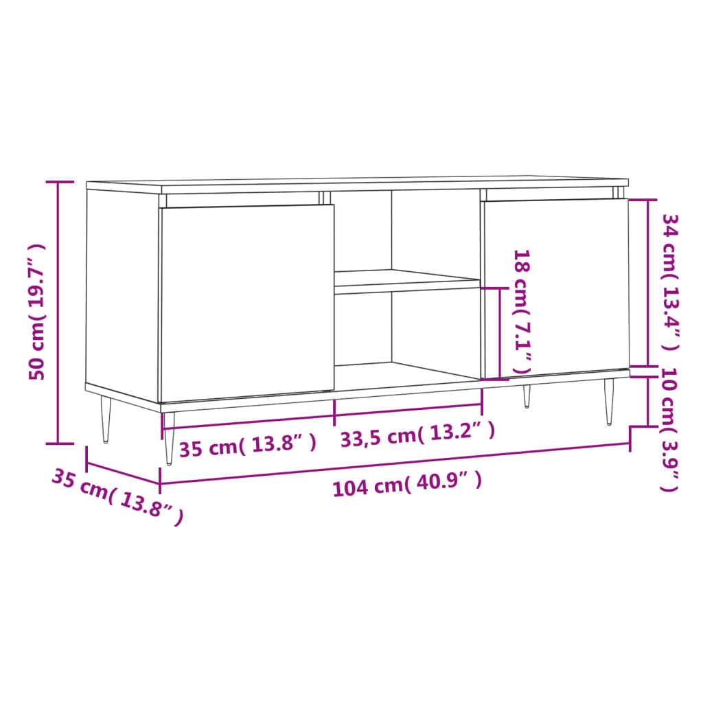 TV-Møbel Hvit Tv-benk 104x35x50 cm