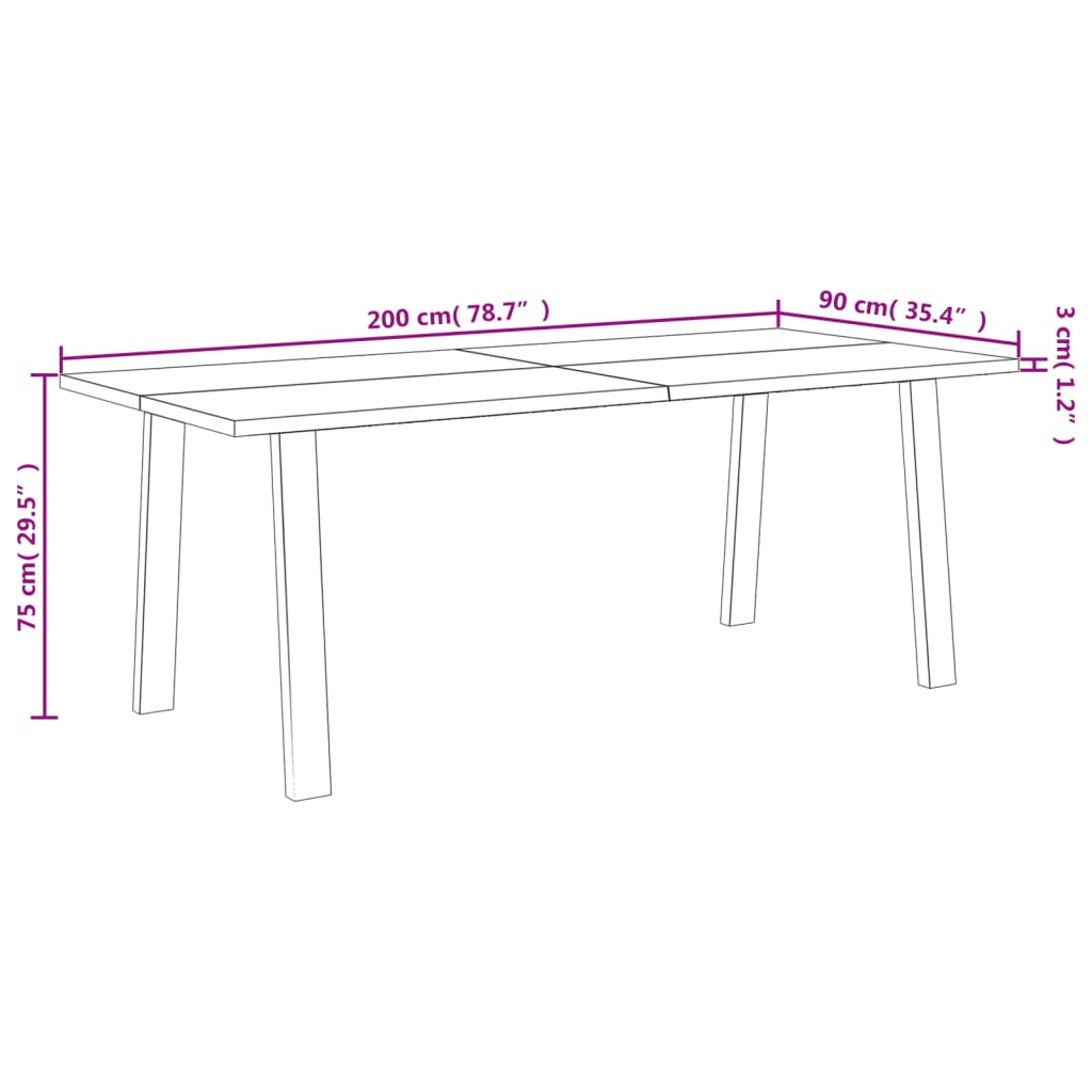 Spisebord Kjøkkenbord Tre 200x90x75 cm heltre akasie
