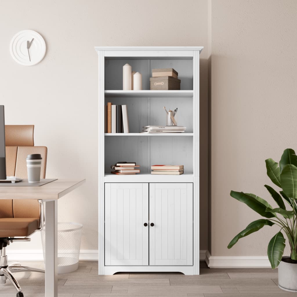 Bokhylle Hvit BODO 82x40x173 cm heltre furu