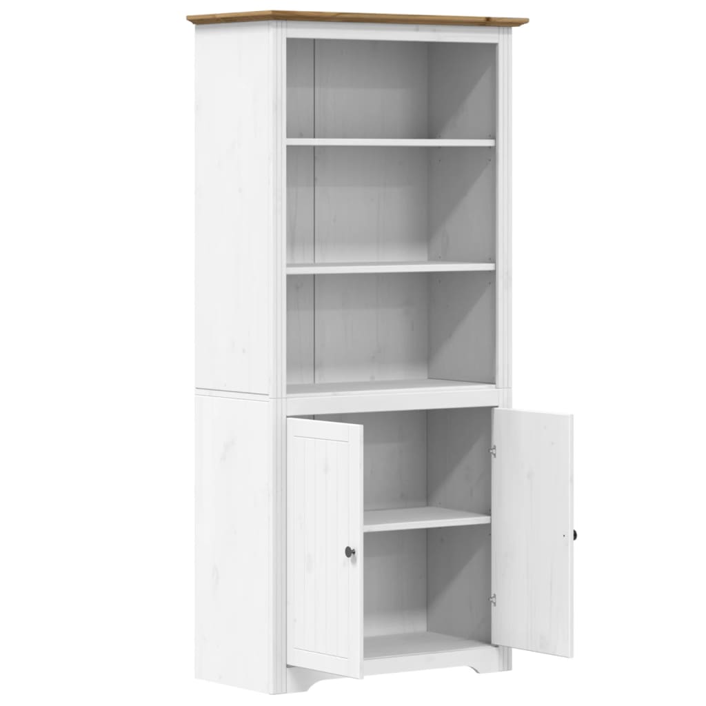 Bokhylle Hvit BODO og Brun 82x40x173 cm heltre furu