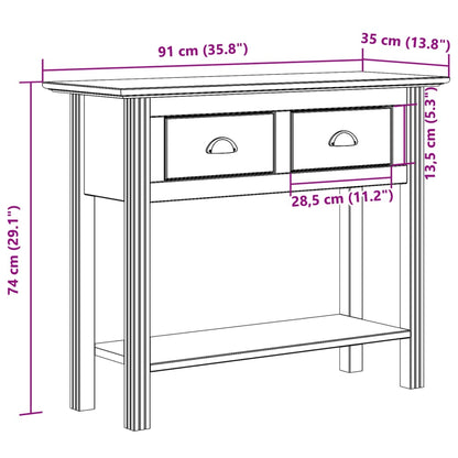 Avlastningsbord konsollbord Hvit BODO 91x35x74 cm heltre furu