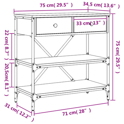 Avlastningsbord Konsollbord Sonoma Eik 75x34,5x75 cm