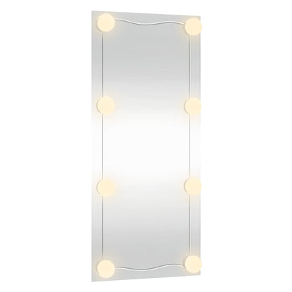 Veggspeil med LED-lys 30x80 cm glass rektangel