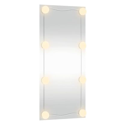 Veggspeil med LED-lys 40x80 cm glass rektangel