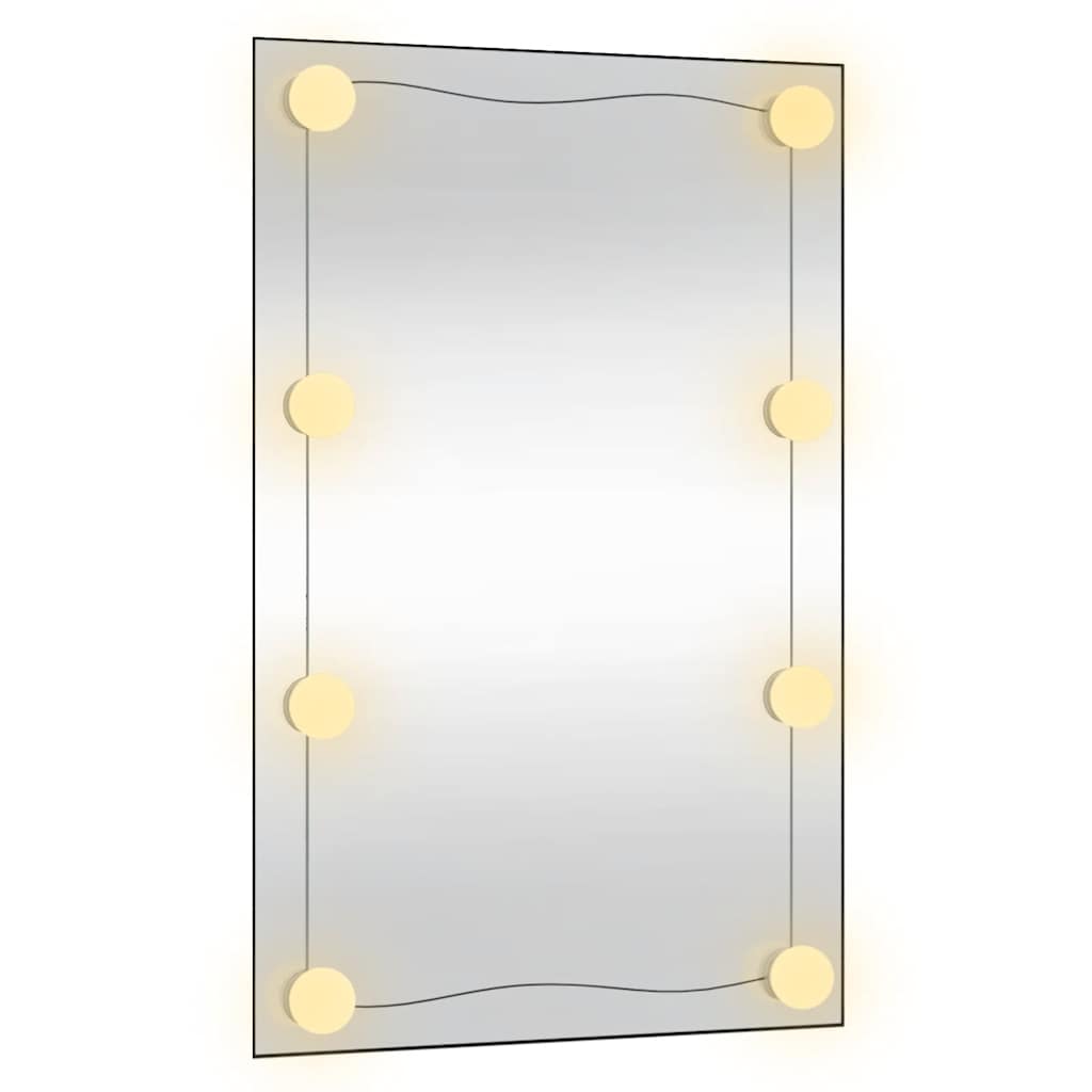 Veggspeil med LED-lys 50x80 cm glass rektangel