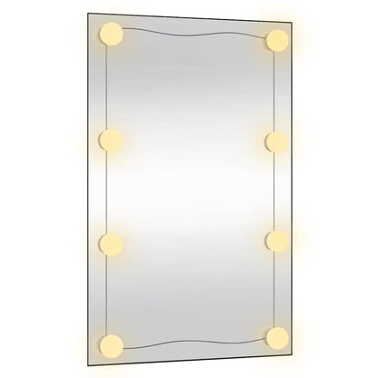 Veggspeil med LED-lys 50x80 cm glass rektangel