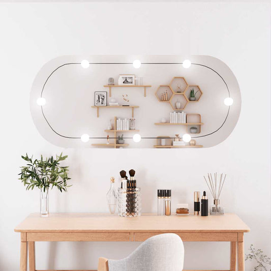 Veggspeil med LED-lys 45x100 cm glass oval