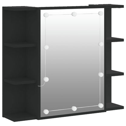 Baderomsspeil Speilskap med LED Svart 70x16,5x60 cm