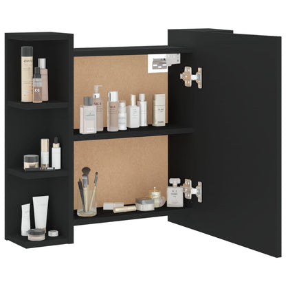 Baderomsspeil Speilskap med LED Svart 70x16,5x60 cm