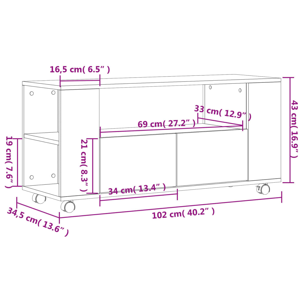 TV-Møbel Hvit TV-benk 102x34,5x43 cm