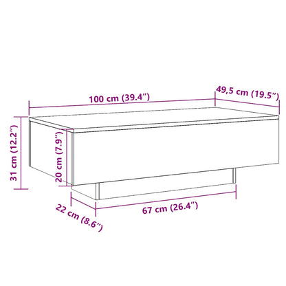 Salongbord Sofabord Betonggrå 100x49,5x31 cm