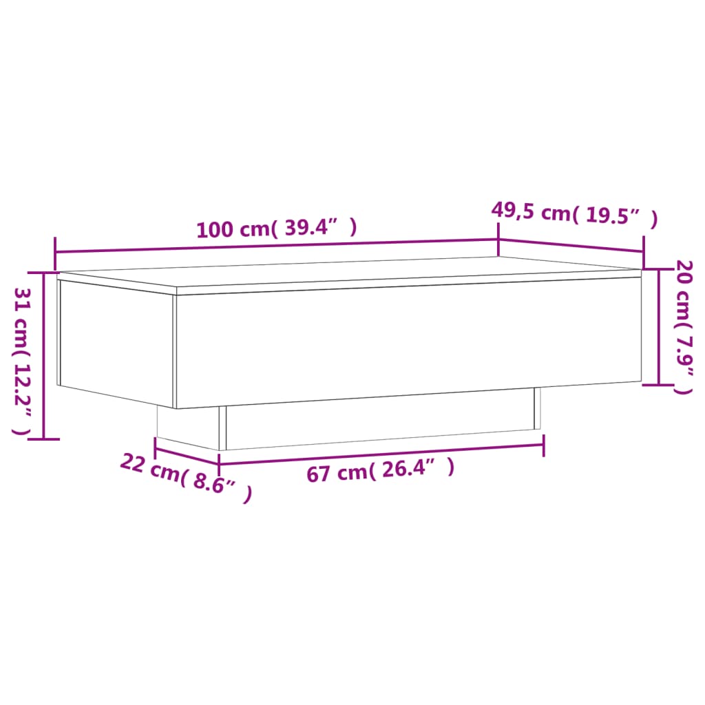 Salongbord Sofabord Sonoma Grå 100x49,5x31 cm