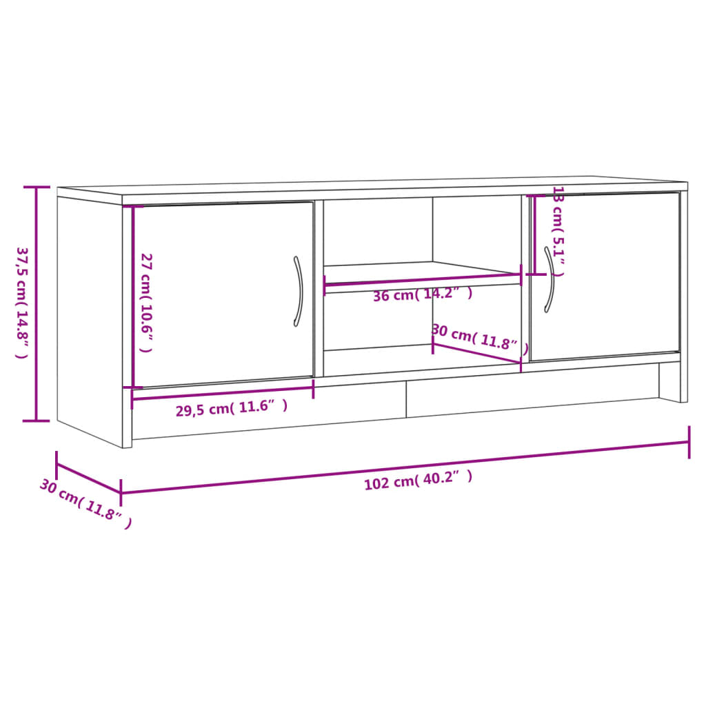 TV-Møbel Betonggrå Tv-benk 102x30x37,5 cm