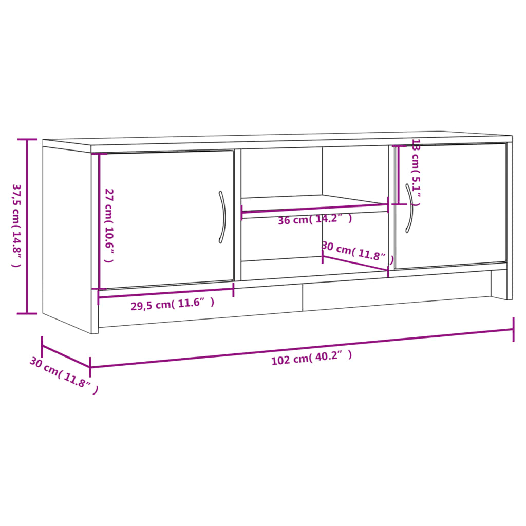 TV-Møbel Sonoma Grå Tv-benk 102x30x37,5 cm