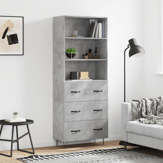 Skap Betonggrå 69,5x34x180 cm
