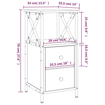 Nattbord Sengbord Svart 34x35,5x70 cm