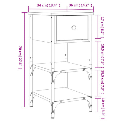 Nattbord Sengbord Svart 34x36x70 cm