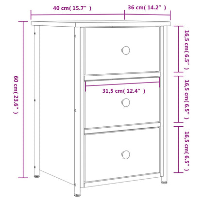 Nattbord Sengbord Svart 40x36x60 cm