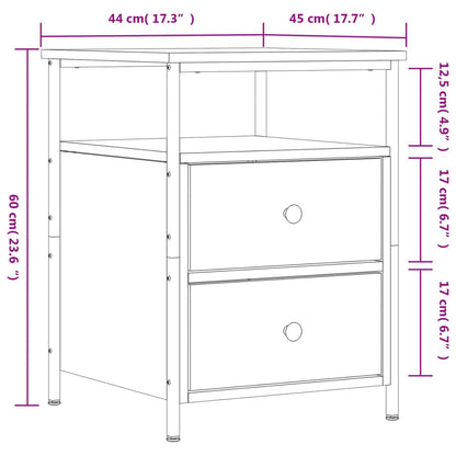 Nattbord Sengbord Sonoma Grå 44x45x60 cm