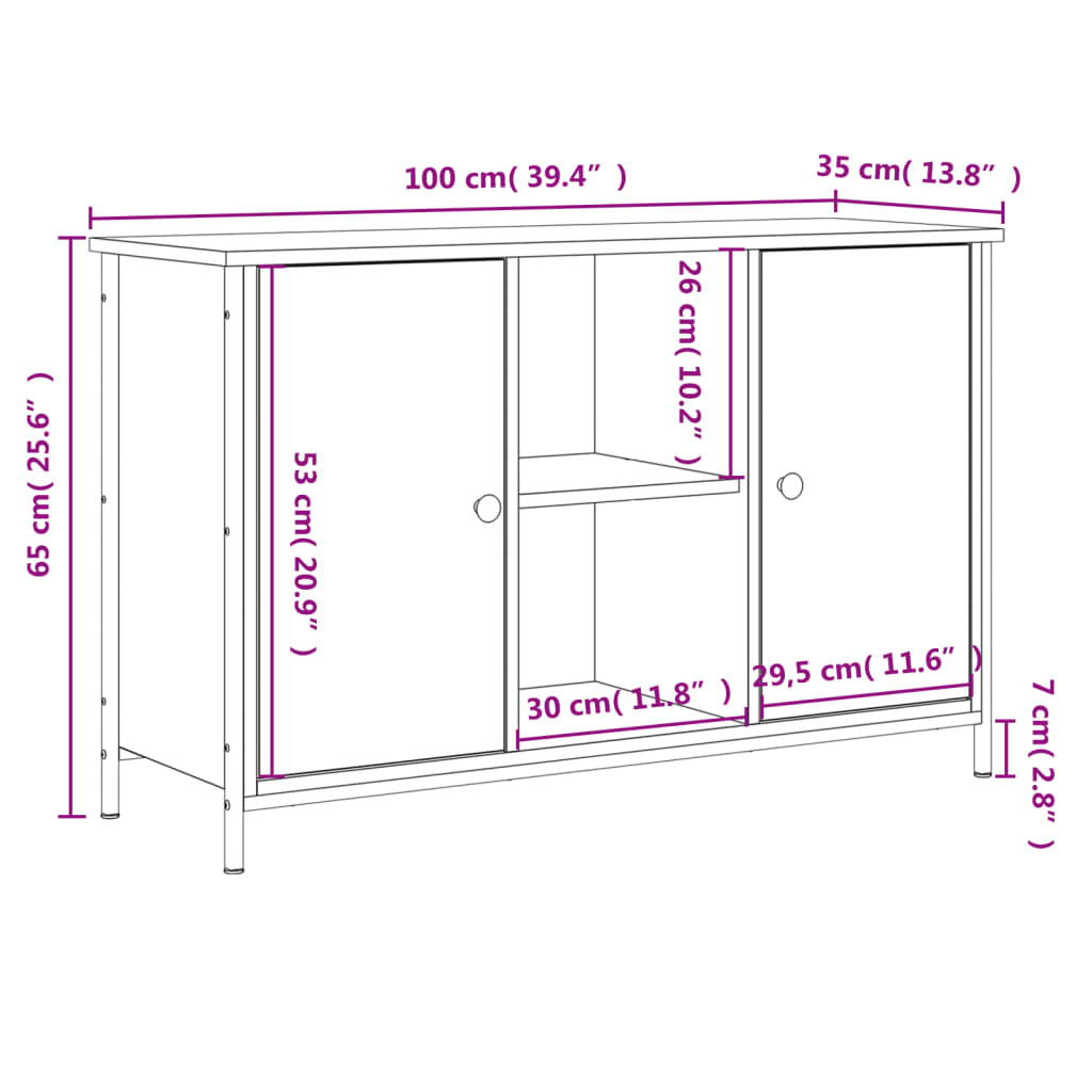 TV-Møbel Sonoma Grå TV-benk 100x35x65 cm