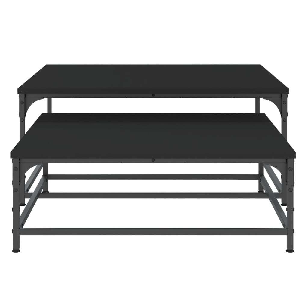 Stablebare salongbord 2 stk svart konstruert tre