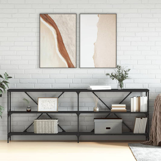 Avlastningsbord Konsollbord Svart 200x30x75 cm og jern