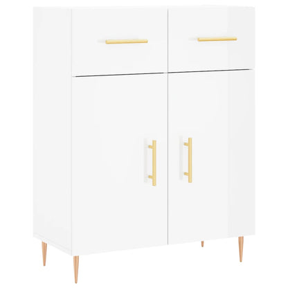 Skjenk høyglans hvit 69,5x34x90 cm konstruert tre