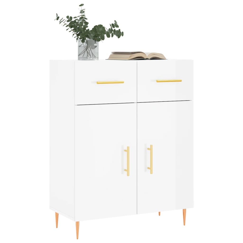 Skjenk høyglans hvit 69,5x34x90 cm konstruert tre