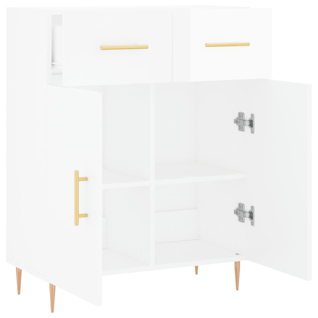Skjenk høyglans hvit 69,5x34x90 cm konstruert tre