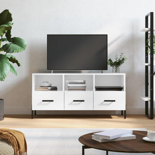TV-Møbel Høyglans Hvit Tv-benk 102x36x50 cm