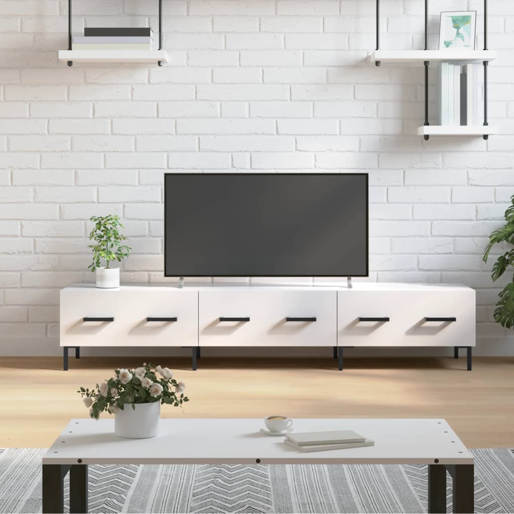 TV-Møbel Høyglans Hvit TV-benk 150x36x30 cm