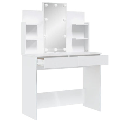 Sminkebord Hvit LED 96x40x142 cm