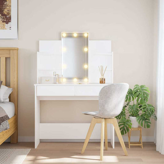 Sminkebord Hvit LED 96x40x142 cm