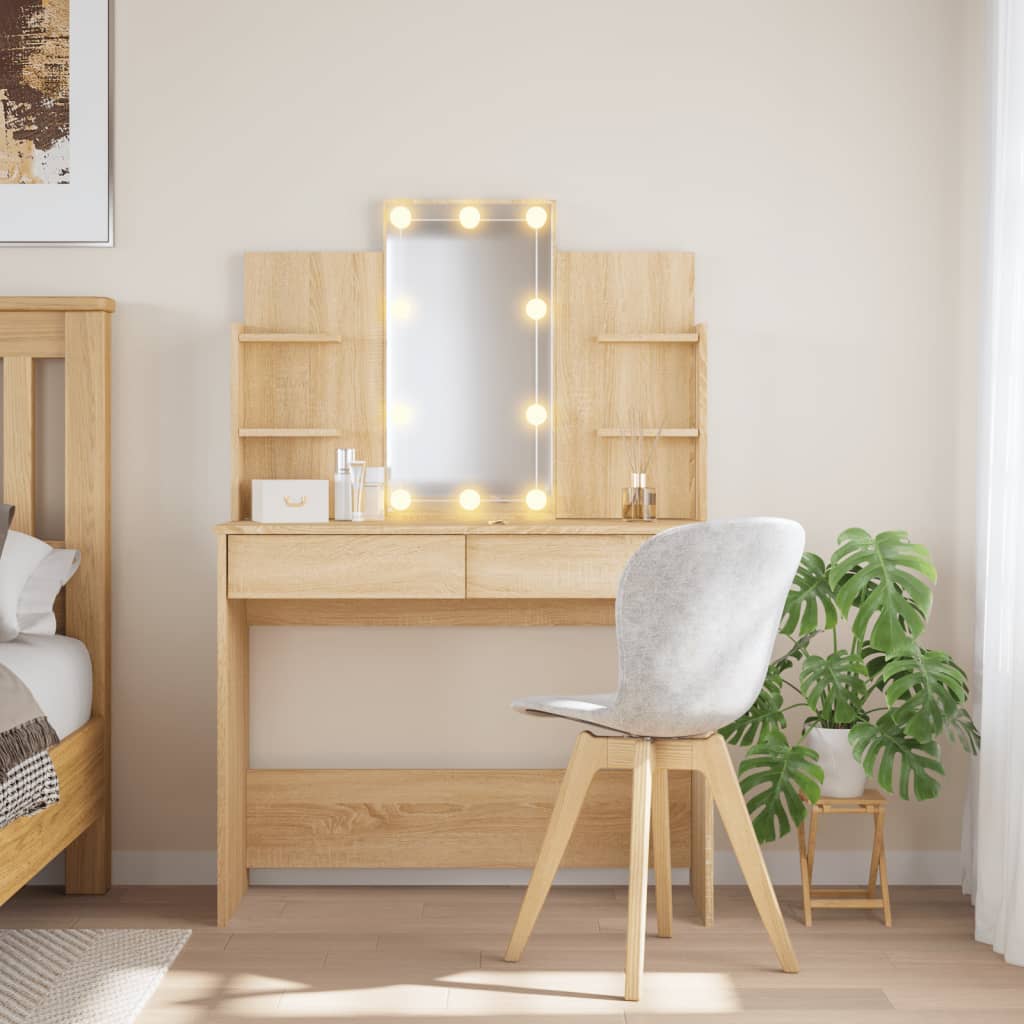 Sminkebord Sonoma Eik LED 96x40x142 cm
