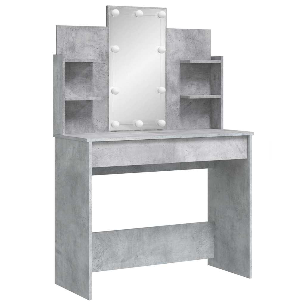 Sminkebord Betonggrå LED 96x40x142 cm