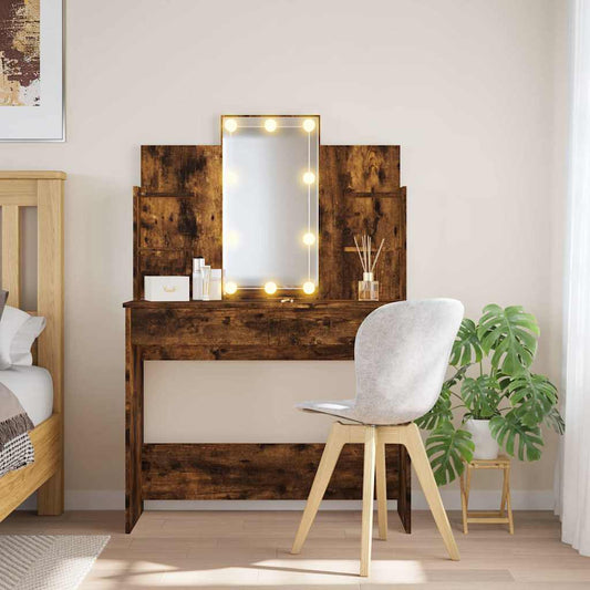 Sminkebord Røkt Eik LED 96x40x142 cm