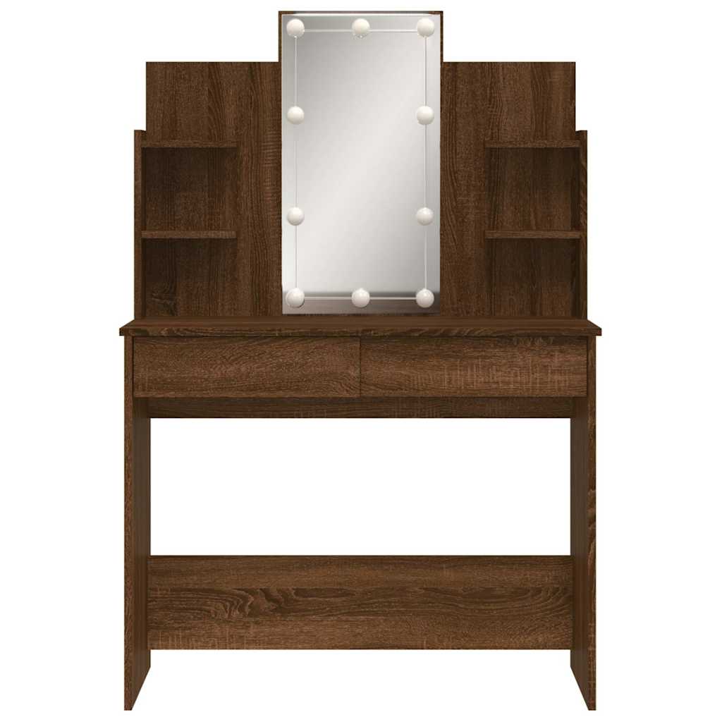 Sminkebord Brun Eik LED 96x40x142 cm