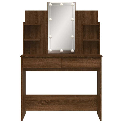 Sminkebord Brun Eik LED 96x40x142 cm