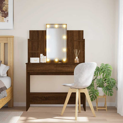 Sminkebord Brun Eik LED 96x40x142 cm