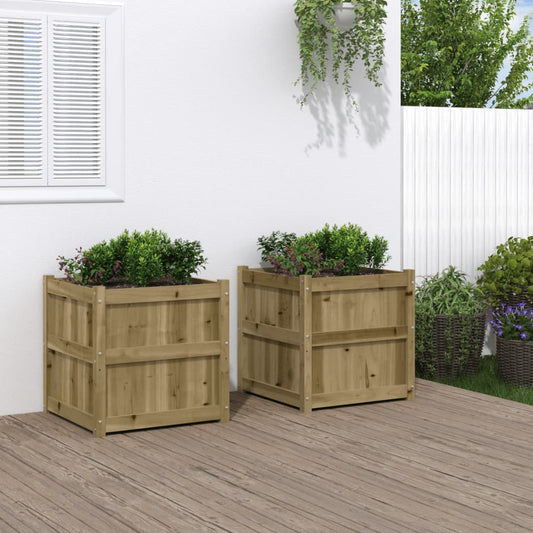 Utendørs Blomsterkasse Plantekasser Tre 2 stk impregnert furu