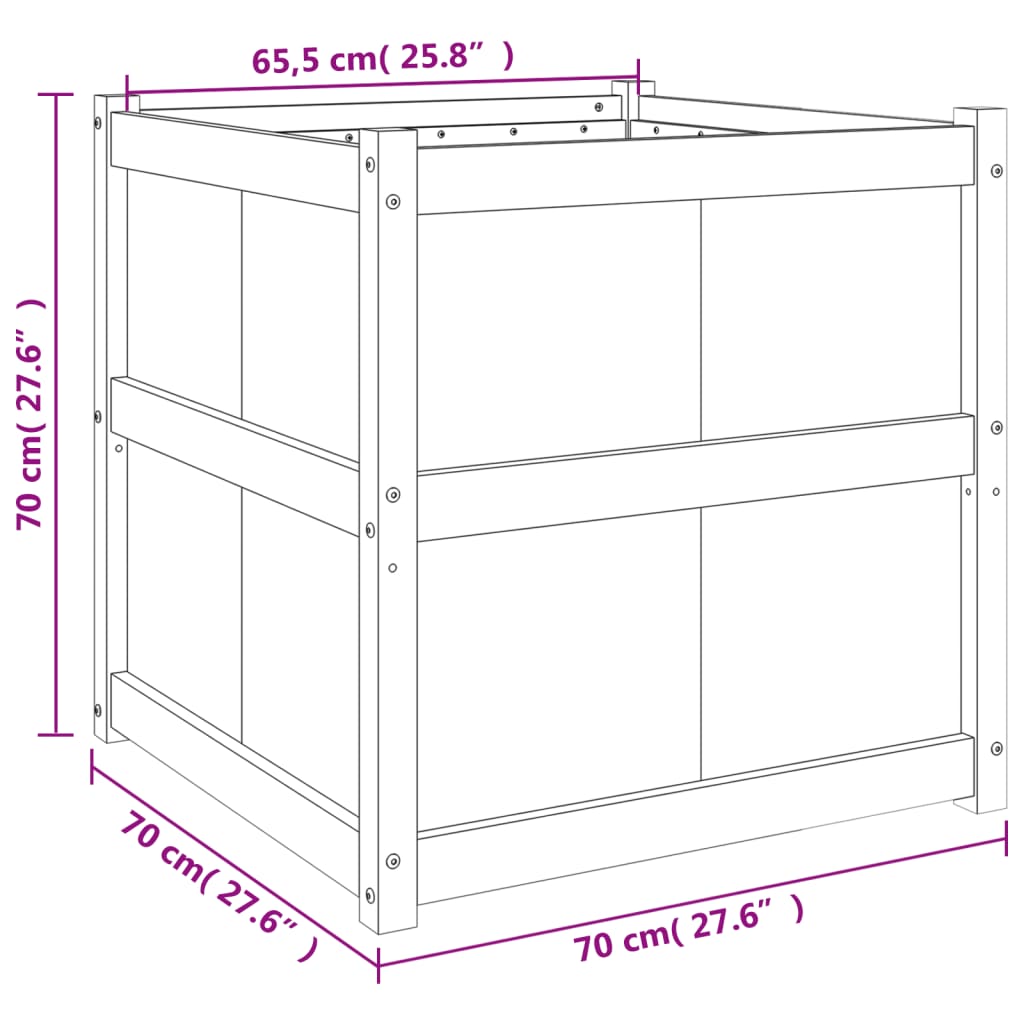 Utendørs Blomsterkasse Plantekasse Tre 70x70x70 cm heltre furu