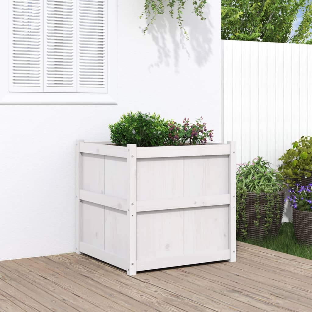 Utendørs Blomsterkasse Plantekasse Tre 70x70x70 cm heltre furu