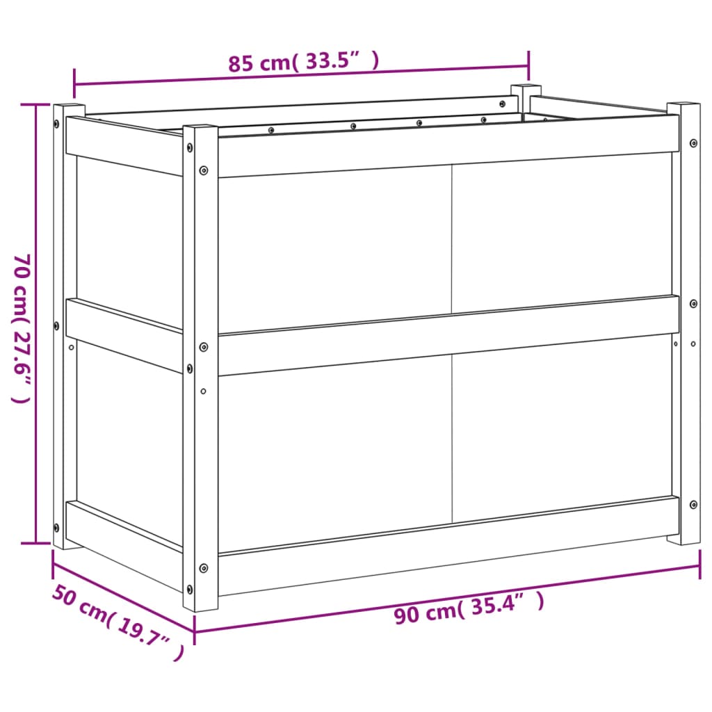 Utendørs Blomsterkasse Plantekasse Tre voksbrun 90x50x70 cm heltre furu