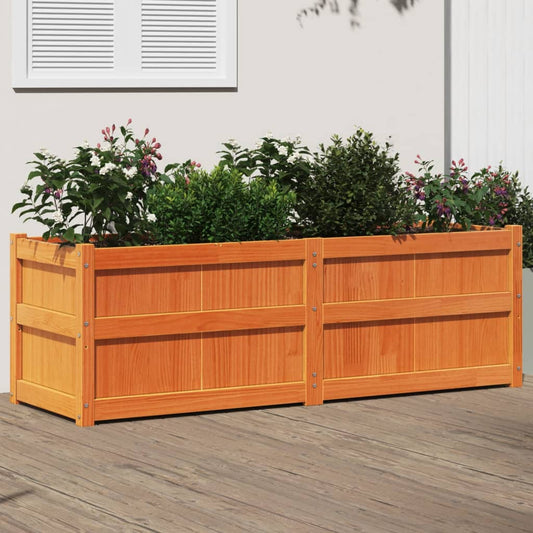 Utendørs Blomsterkasse Plantekasse Tre voksbrun 150x50x50 cm heltre furu