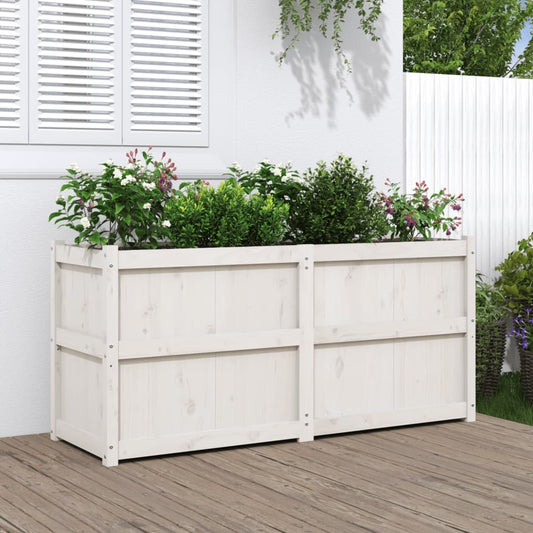 Utendørs Blomsterkasse Plantekasse Tre Hvit 150x50x70 cm heltre furu