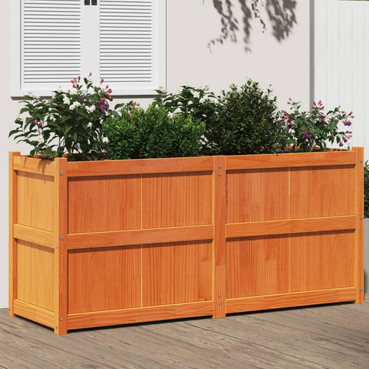 Utendørs Blomsterkasse Plantekasse Tre voksbrun 150x50x70 cm heltre furu