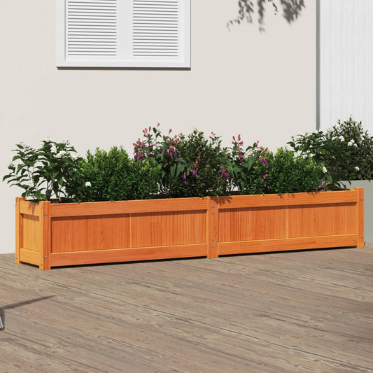 Utendørs Blomsterkasse Plantekasse Tre voksbrun 180x31x31 cm heltre furu