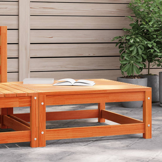 Fotskammel til hage brun 70x70x30 cm heltre furu