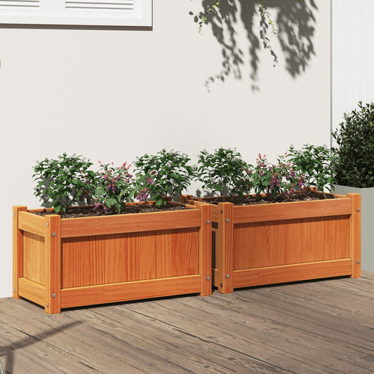 Utendørs Blomsterkasse Plantekasse Tre 2 stk Brun heltre furu