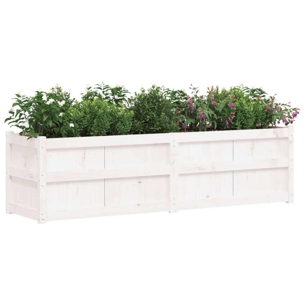 Utendørs Blomsterkasse Plantekasse Tre Hvit 180x50x50 cm heltre furu
